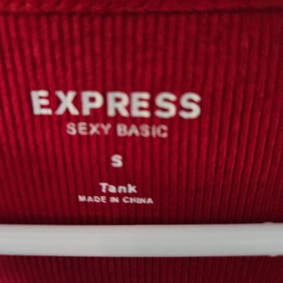EXPRESS Cherry Red Cotton Tank Top with Sequined Front SIZE S - Picture 4 of 5